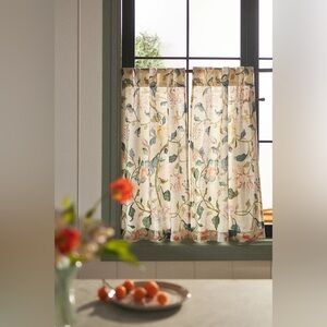 Anthropologie Hattie Organic Cotton Floral Printed Café Curtains, Set of 2